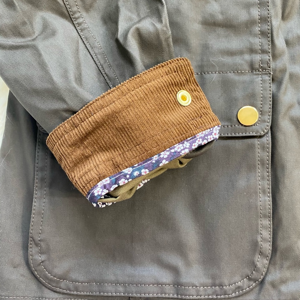J. Crew Olive Green Jacket with Brown Corduroy Collar - Picture 3 of 8